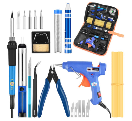 Color: Blue, Size: US 110V - Adjustable temperature soldering iron set Engraving hot flower soldering iron soldering tool